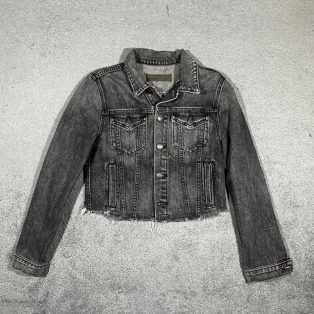 GRLFRND Cara Cropped Jacket Black-Gray Washed Denim Womens Size XS #1911